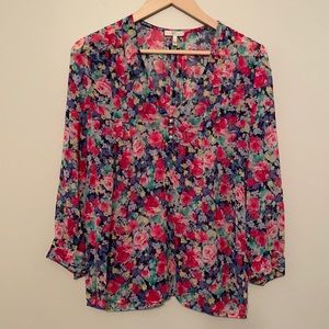Joie Flowy Silk Floral Blouse Size Small Summer Top